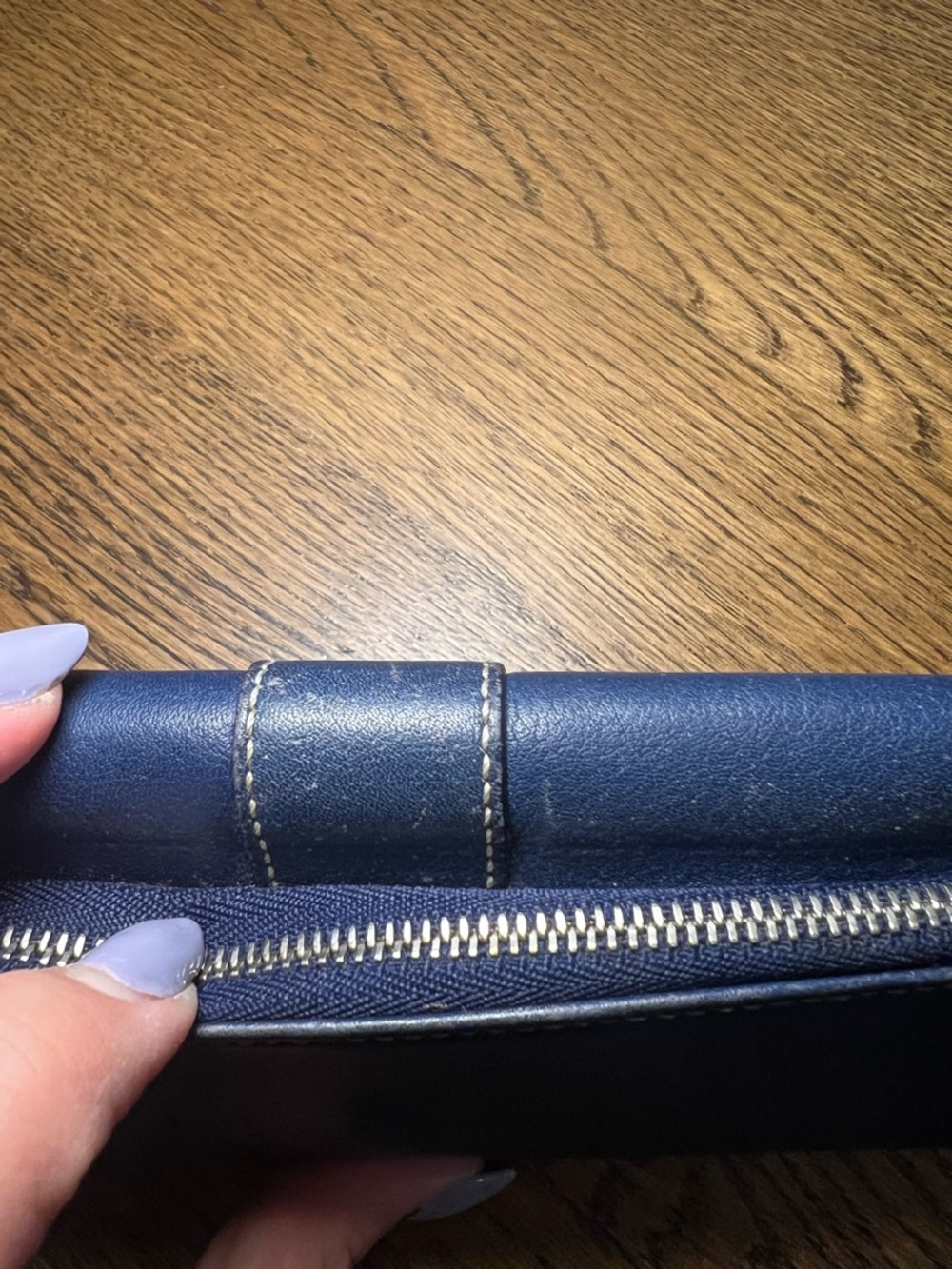 Vintage Coach leather Hamilton trifold wallet, navy blue - Picture 13 of 14